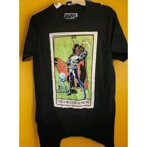 Marvel The Sorcerer Supreme Shirt Small Black Graphic Print Tarot Cr2 Excellent